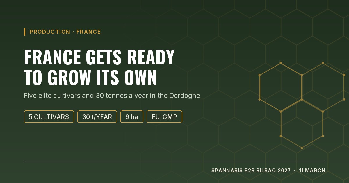 Cover: France gets ready to grow its own medical cannabis, five elite cultivars and 30 tonnes a year in the Dordogne