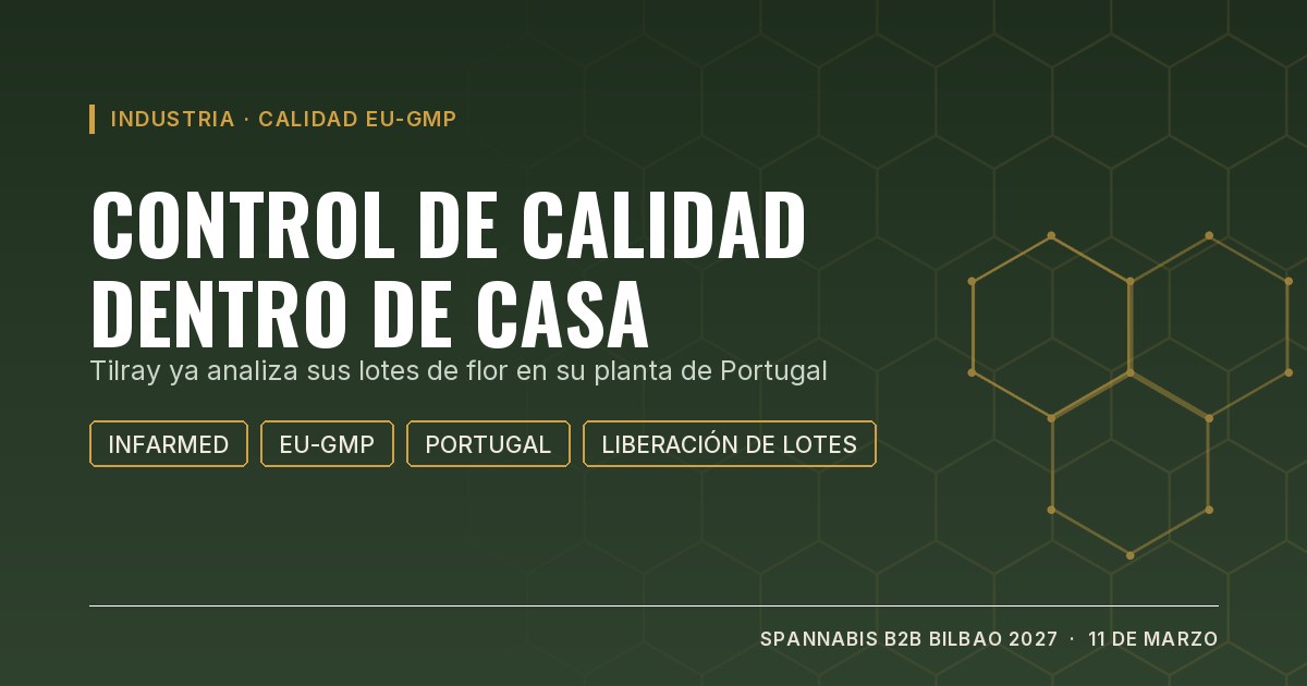 Portada: control de calidad EU-GMP dentro de casa. Tilray analiza sus lotes de flor en su planta de Cantanhede (Portugal) tras la aprobación del Infarmed