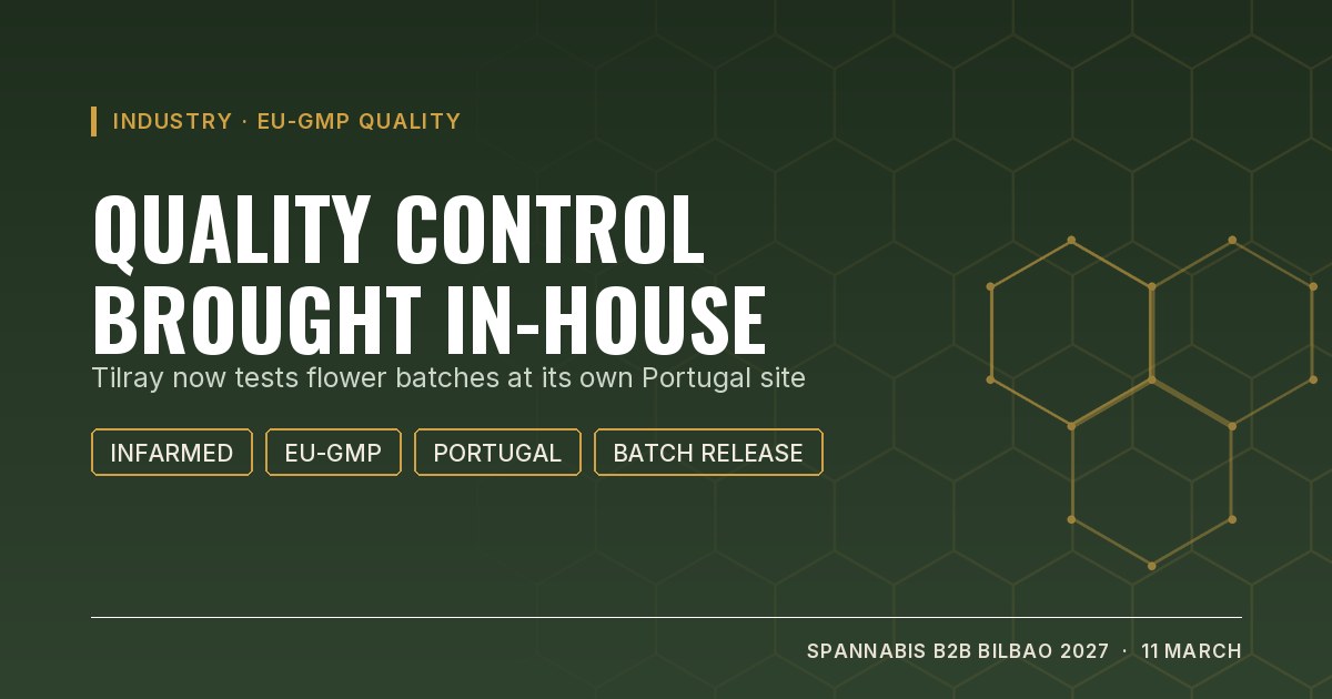 Cover: EU-GMP quality control brought in-house. Tilray tests flower batches at its Cantanhede, Portugal site after Infarmed approval