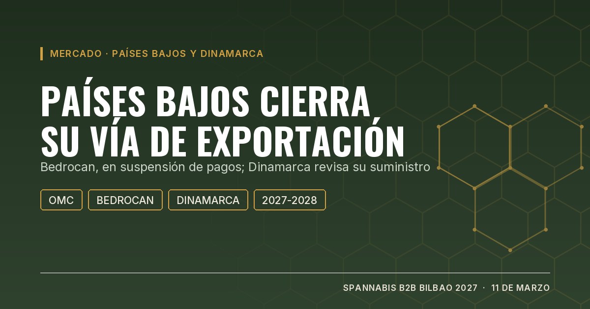 Portada: Países Bajos cierra su vía de exportación de cannabis medicinal; Bedrocan en suspensión de pagos y Dinamarca revisa su suministro